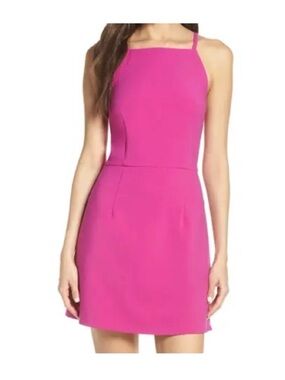 French Connection Hot Pink Square-Neck Mini Dress